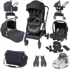IStyle 3 In 1 Pram Travel System (Black) Including Raincover And Changing Bag 3 In 1 Limited Editions
