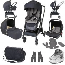 ISafe 3 In 1 Prams IStyle 3 In 1 Pram Travel System (Grey) Including Rain Cover + Changing Bag