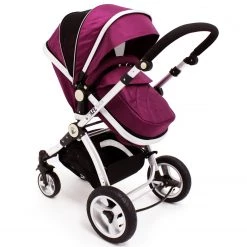 3 In 1 Pram Systems ISafe 3 In 1 Pram System - Plum (Purple) Travel System + Carseat + Bedding