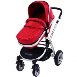 ISafe System - Red Travel Pram System Complete Package Raincover & Footmuff
