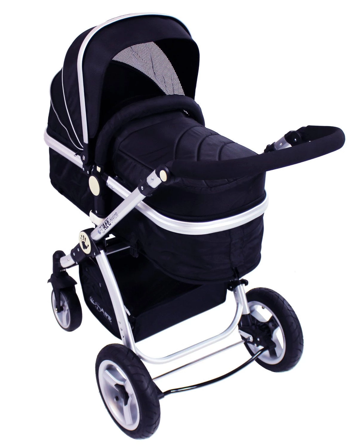 ISafe 3 In 1 Pram System - Black Travel System Complete Package With Bedding