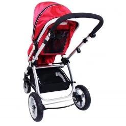 ISafe System - Red Travel Pram System Complete Package With Bedding + Raincover & Footmuff 3 In 1 Pram Systems