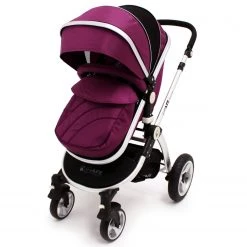 ISafe 3 In 1 Pram Travel System - Plum (Purple) With Carseat & Raincovers 3 In 1 Pram Systems