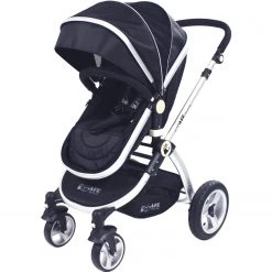 3 In 1 Pram Systems ISafe 3 In 1 Pram Travel System - Black + Carseat + Raincovers + Footmuffs