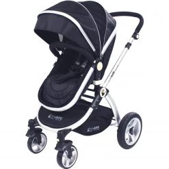 ISafe System - Black Pram Travel System + Bedding + Carseat & ISOFIX Base Package