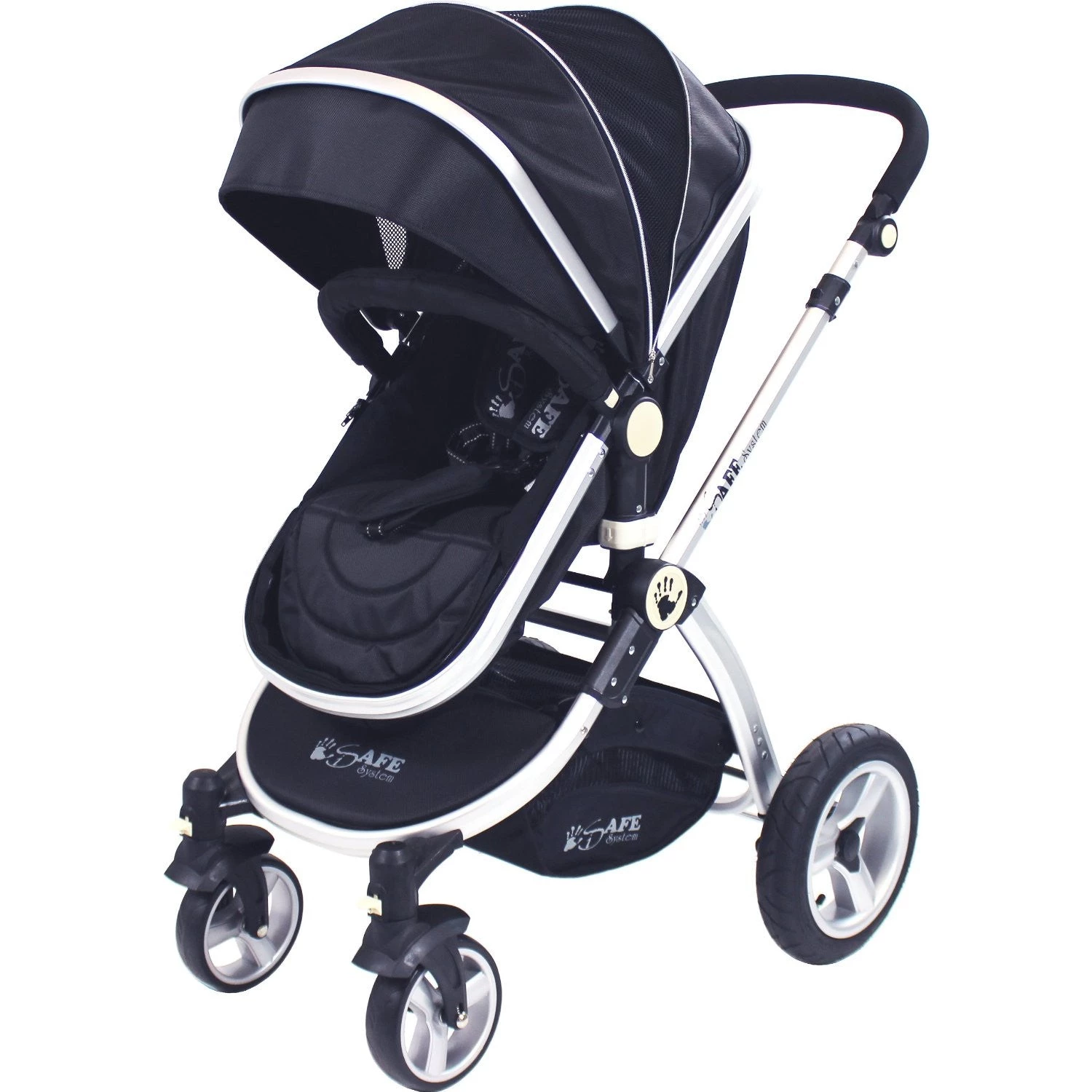 ISafe 3 In 1 Pram System - Black Travel System Complete Package With Bedding