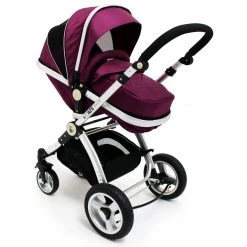 ISafe 3 In 1 Pram Travel System - Plum (Purple) With Carseat & Raincovers 3 In 1 Pram Systems