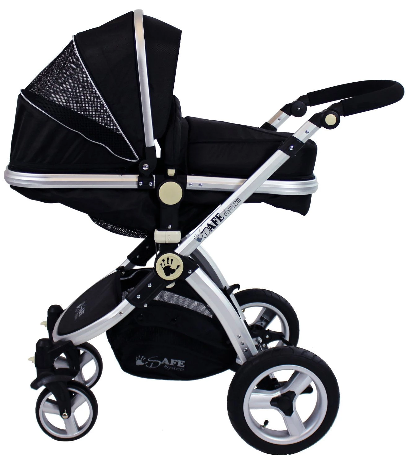 ISafe 3 In 1 Pram System - Black Travel System Complete Package With Bedding