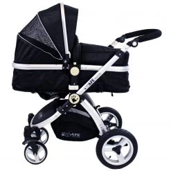 ISafe System - Black Pram Travel System Carseat & ISOFIX Base, Footmuff & Raincovers Package