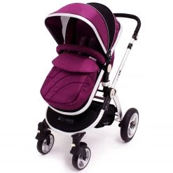3 In 1 Pram Systems ISafe 3 In 1 Pram System Plum (Purple) + Carseat + Footmuff And Raincover Package