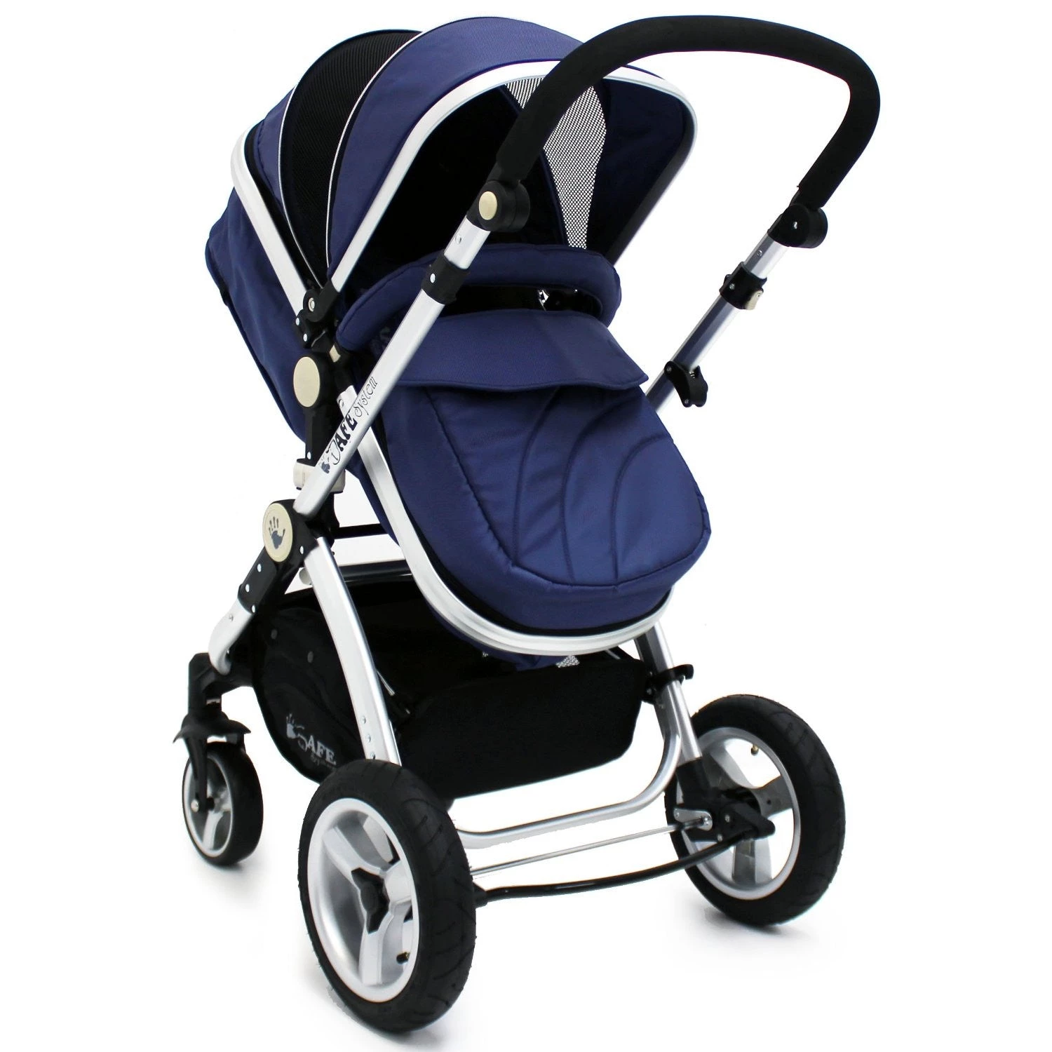 ISafe 3 In 1 Pram Travel System Navy (Dark Blue) With Carseat And Raincover 3 In 1 Pram Systems