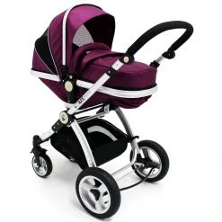 3 In 1 Pram Systems ISafe 3 In 1 Pram System Plum (Purple) + Carseat + Footmuff And Raincover Package