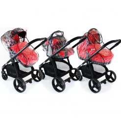 ISafe Pram Red Travel System Complete With Car Seat And Isofix Base