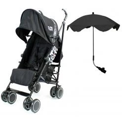 Zeta Citi Light Weight Stroller With Triple Adjustable Sun Parasol - Black/Black Parasols & Sun Canopies