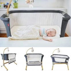 Cribs | Coo Sleepers ISafe Cosy Cuddler Bedside Baby Coo Sleeping Crib - (Dark Grey) (Solid Wood)