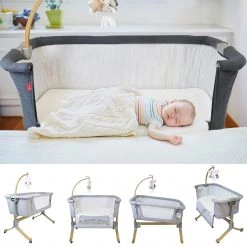Cribs | Coo Sleepers ISafe Cosy Cuddler Bedside Baby Coo Sleeping Crib - (Grey) (Solid Wood)
