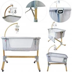 Cribs | Coo Sleepers ISafe Cosy Cuddler Bedside Baby Coo Sleeping Crib - (Grey) (Solid Wood)