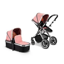 Baby Travel 3 In 1 Pram Systems IVogue Peach Luxury 3in1 Pram Stroller Travel System + Changing Bag + Carseat (Clearance)