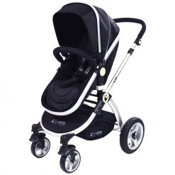 3 In 1 Pram Systems ISafe Baby Pram Travel System 3 In 1 + CarSeat Black + Raincovers