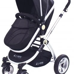 3 In 1 Pram Systems ISafe Baby Pram Travel System 3 In 1 + CarSeat Black + Raincovers
