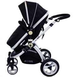 ISafe 3 In 1 Black Complete With Car Seat Travel System Pram 3 In 1 Pram Systems