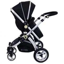 3 In 1 Pram Systems ISafe Baby Pram Travel System 3 In 1 + CarSeat Black + Raincovers