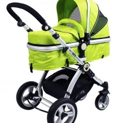 ISafe 3 In 1 Pram System - Lime Carseat Isofix Base + Footmuff & Raincover Package