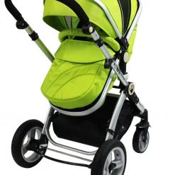 ISafe 3 In 1 Pram System - Lime Travel System + Carseat + Raincover Package 3 In 1 Pram Systems