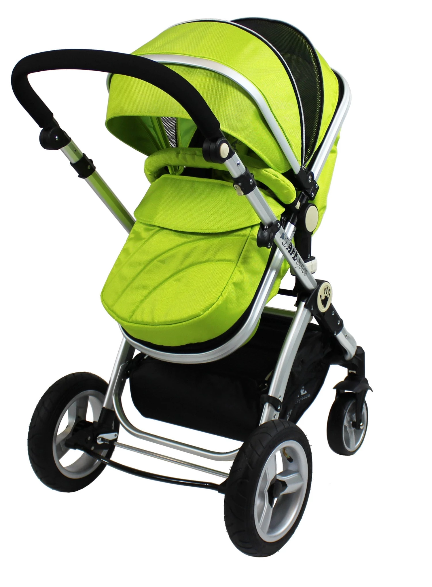 ISafe 3 In 1 Pram System - Lime Travel System + Carseat + Raincover Package 3 In 1 Pram Systems