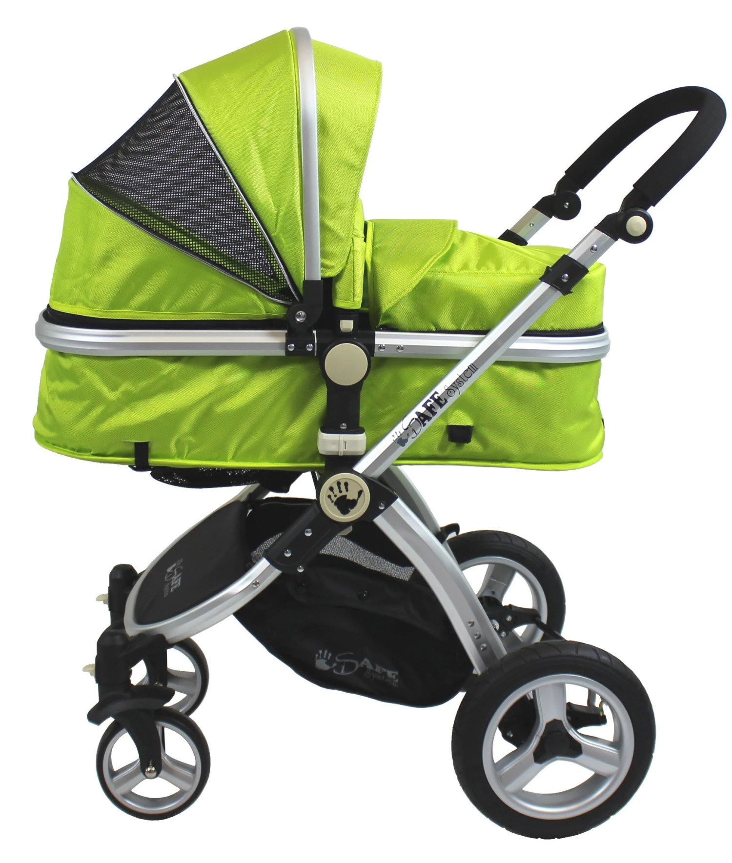 ISafe 3 In 1 Pram System - Lime + Carseat + Footmuff & Raincover Package 3 In 1 Pram Systems
