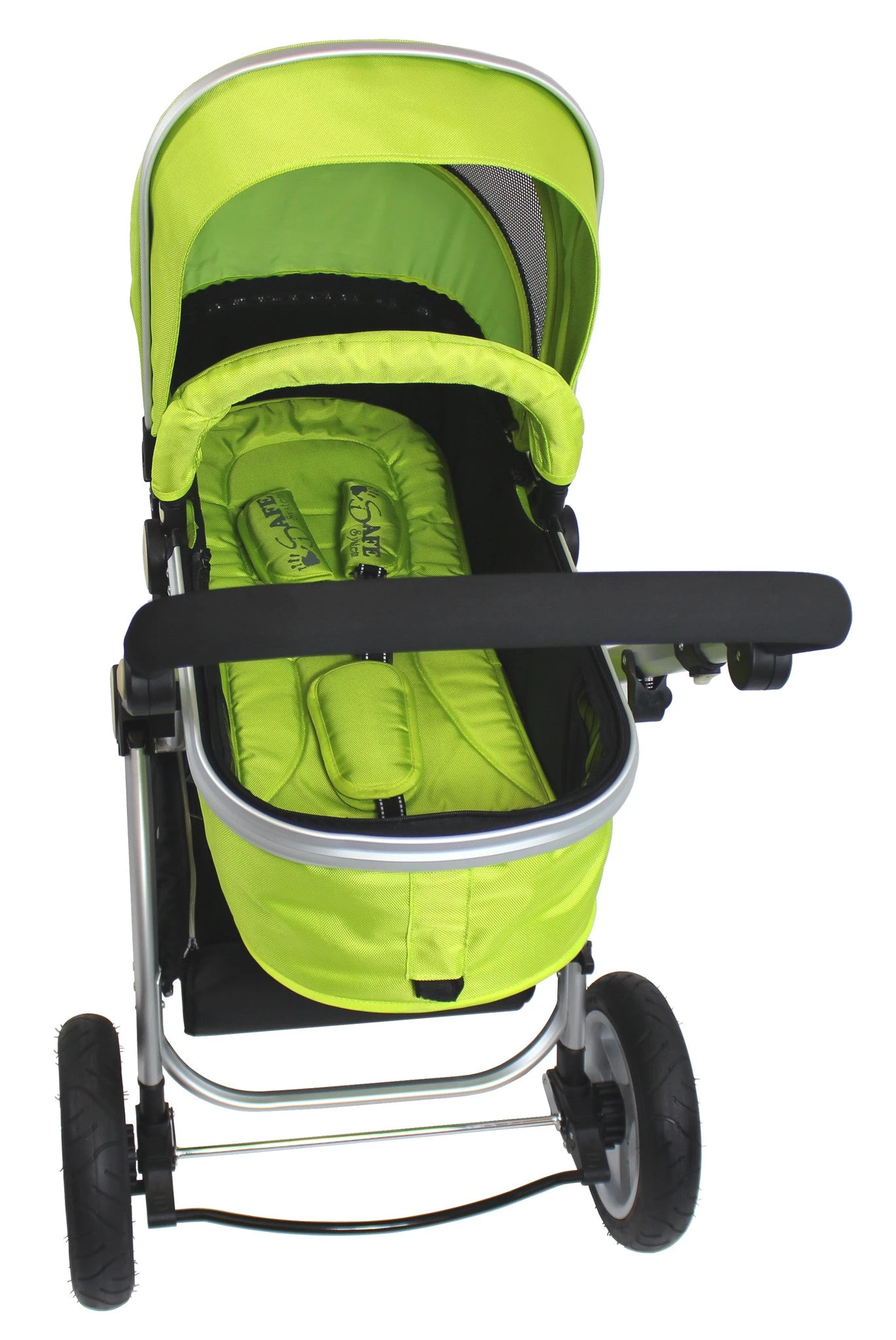 ISafe 3 In 1 Pram System - Lime Travel System + Carseat + Raincover Package 3 In 1 Pram Systems