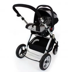 3 In 1 Pram Systems ISafe 3 In 1 Pram Travel System - Black + Carseat + Raincovers + Footmuffs