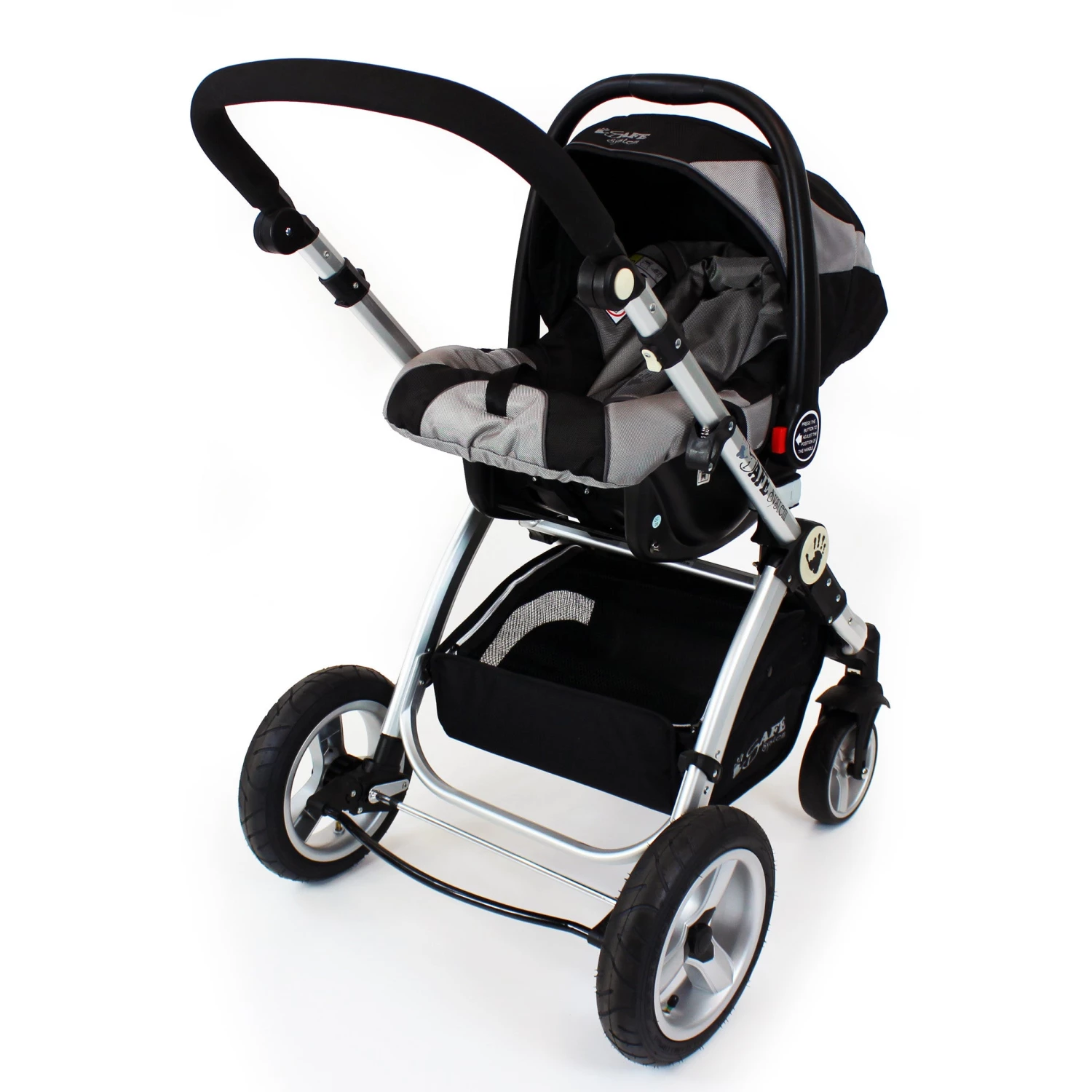 ISafe 3 In 1 Pram System - Black Travel System Complete Package With Bedding