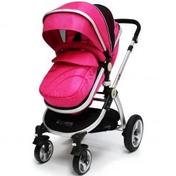 3 In 1 Pram Systems ISafe 3 In 1 Pram System - Raspberry Pink Pram Travel System + Carseat