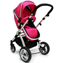 3 In 1 Pram Systems ISafe 3 In 1 Pram System - Raspberry Pink Pram Travel System + Carseat