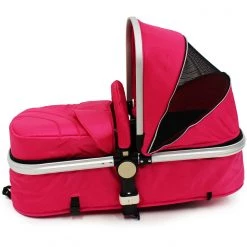 ISafe 3 In 1 Pram System - Raspberry Pink + Carseat + Footmuff & Raincover Package