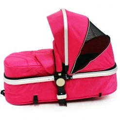 ISafe 3 In 1 Pram System - Raspberry Pink + Carseat + Footmuff & Raincover Package