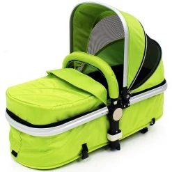ISafe 3 In 1 Pram System - Lime Carseat Isofix Base + Footmuff & Raincover Package