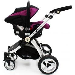 3 In 1 Pram Systems ISafe 3 In 1 Pram System Plum (Purple) + Carseat + Footmuff And Raincover Package