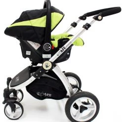 ISafe 3 In 1 Pram System - Lime Travel System + Carseat + Raincover Package 3 In 1 Pram Systems