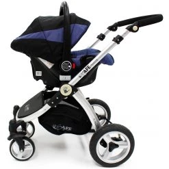 ISafe 3 In 1 Pram System Navy (Dark Blue) + Carseat + Isofix Base + Footmuff & Raincover Package