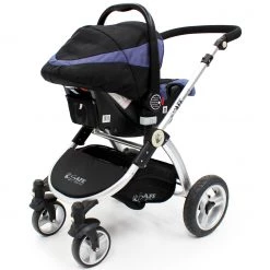 ISafe 3 In 1 Pram Travel System Navy (Dark Blue) With Carseat And Raincover 3 In 1 Pram Systems