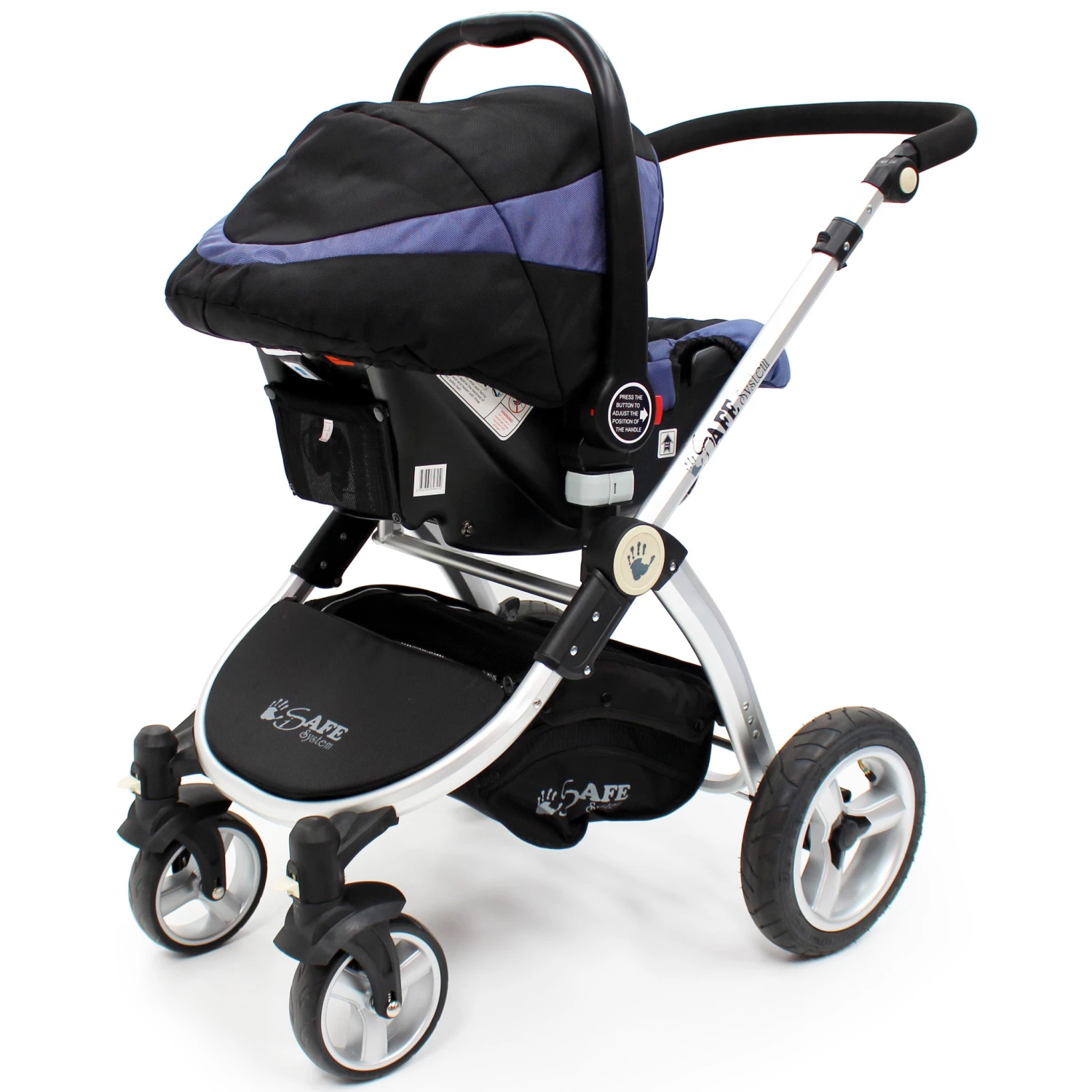 ISafe 3 In 1 Pram Travel System Navy (Dark Blue) With Carseat And Raincover 3 In 1 Pram Systems