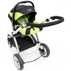 ISafe 3 In 1 Pram System - Lime + Carseat + Footmuff & Raincover Package 3 In 1 Pram Systems