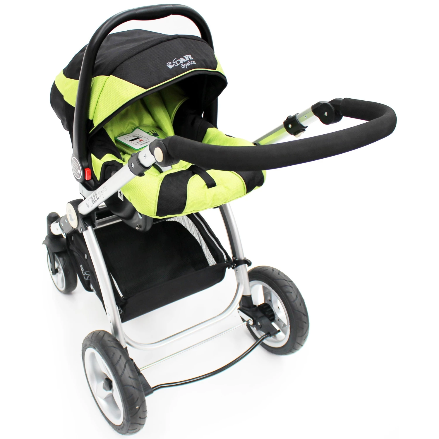 ISafe 3 In 1 Pram System - Lime + Carseat + Footmuff & Raincover Package 3 In 1 Pram Systems