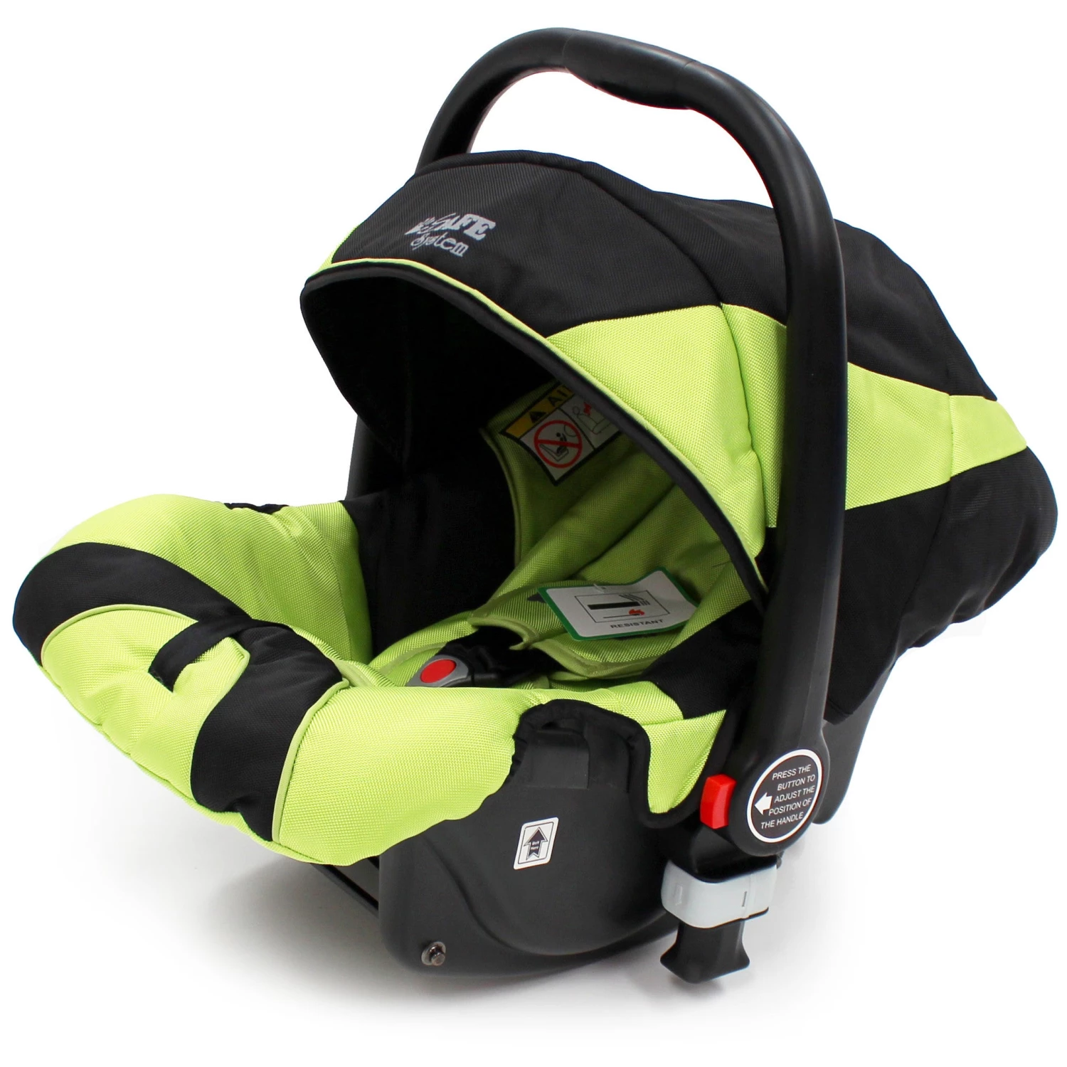 ISafe 3 In 1 Pram System - Lime Travel System + Carseat + Raincover Package 3 In 1 Pram Systems