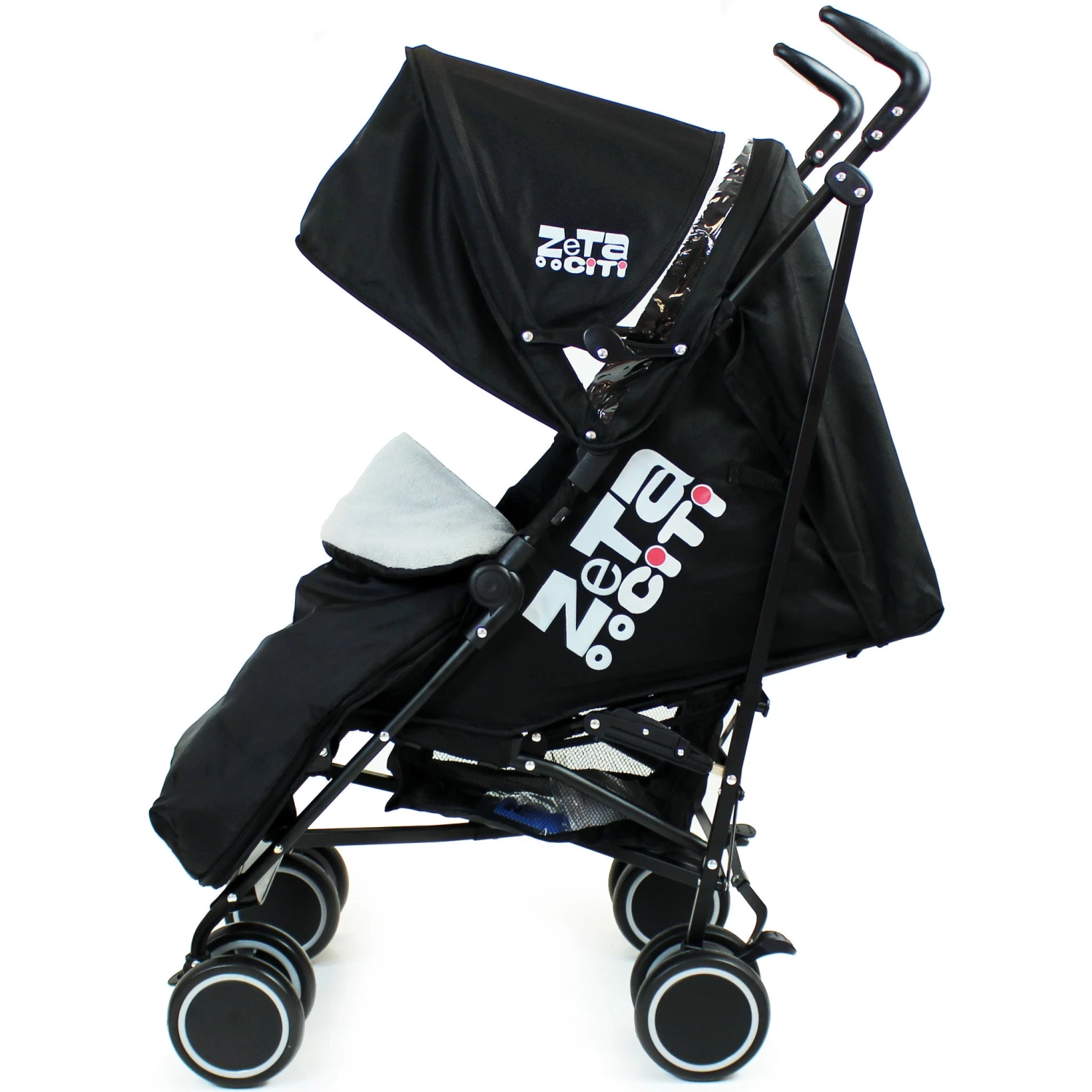 Zeta CiTi Stroller - Black Complete With Footmuff & Raincover