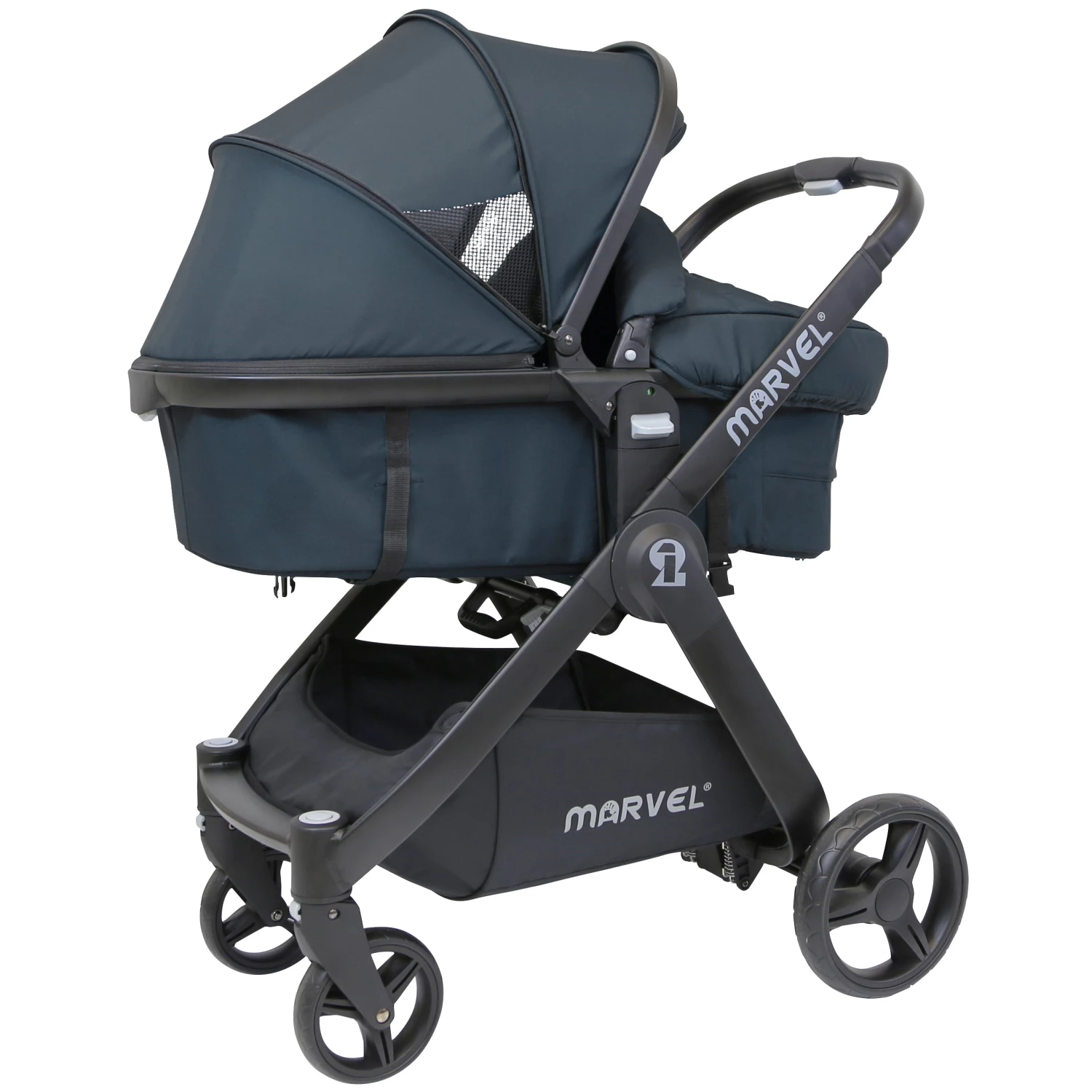 ISafe Marvel 3 In 1 Pram Travel System And Carseat Charcoal Black