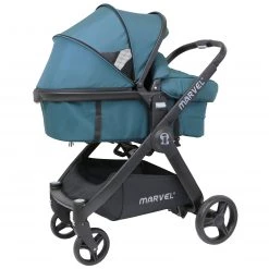 3 In 1 Complete Pram Travel System Pushchair ISafe Marvel Teal Marvel 3 In 1 Prams