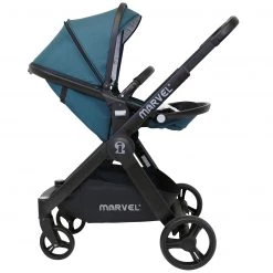 3 In 1 Complete Pram Travel System Pushchair ISafe Marvel Teal Marvel 3 In 1 Prams